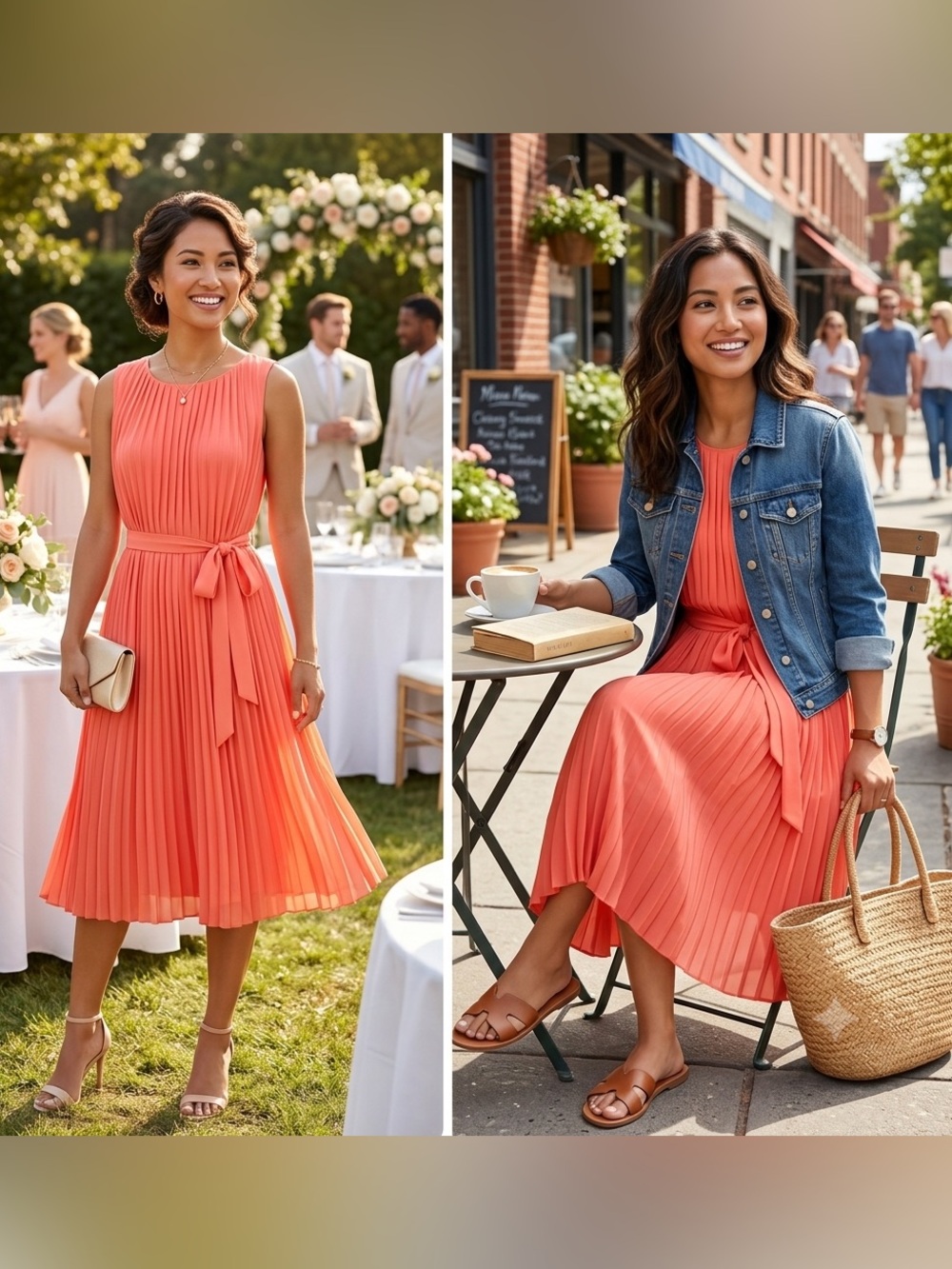 Banana Republic Orange Red Sheath Midi Dress Sleeveless Scoop Neck for Cocktail